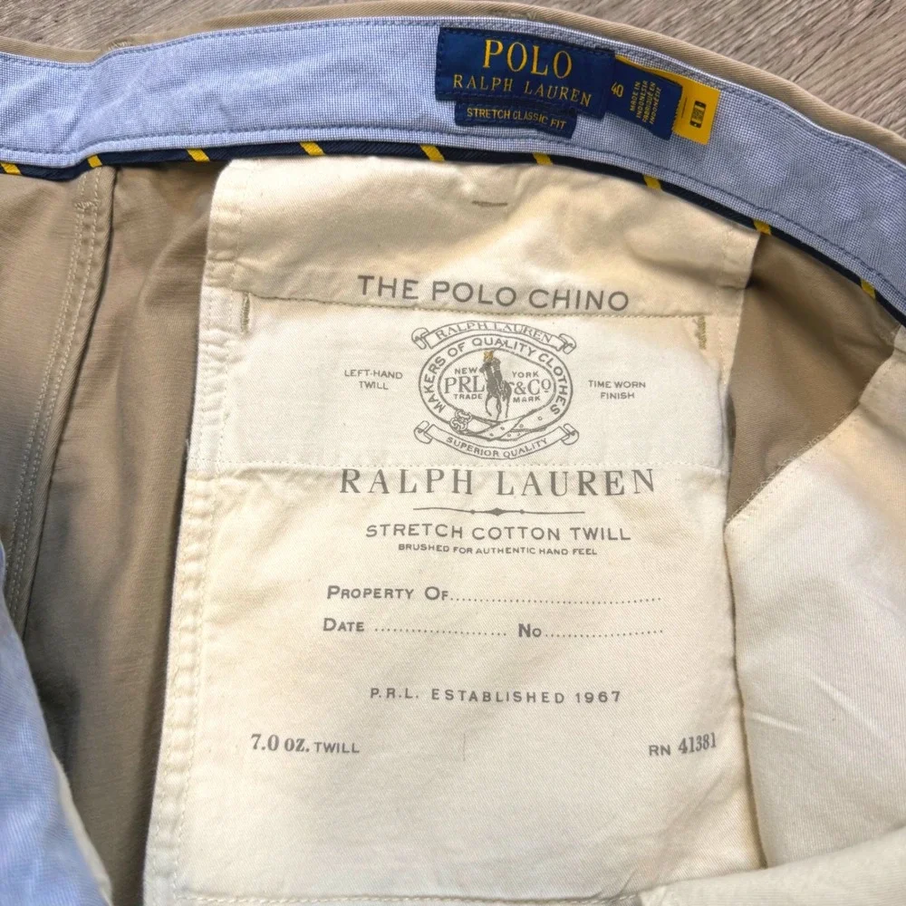 Polo Ralph Lauren Mens 40 Tan Khaki Stretch Classic Fit Chino Shorts 9 Inseam